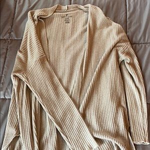 Plush Waffle Knit Tan Cream Oatmeal Cardigan